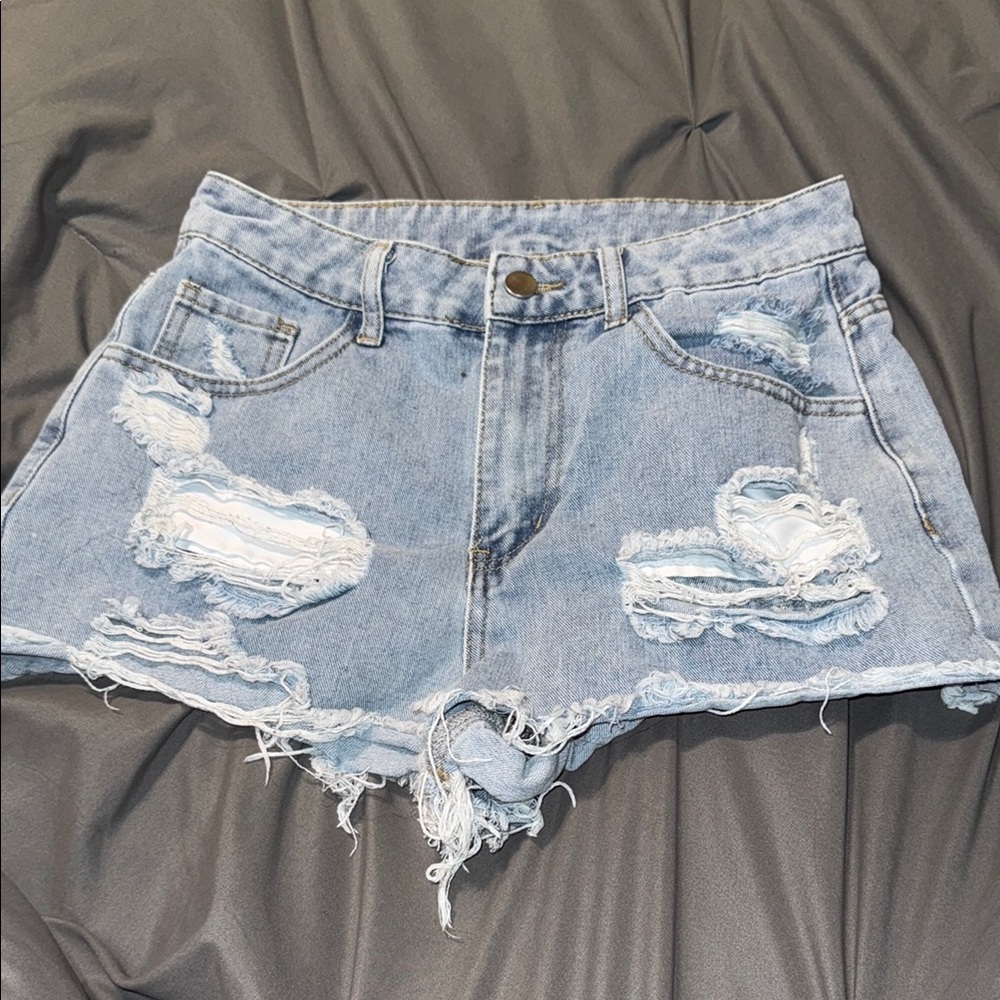 Distressed Denim Shorts